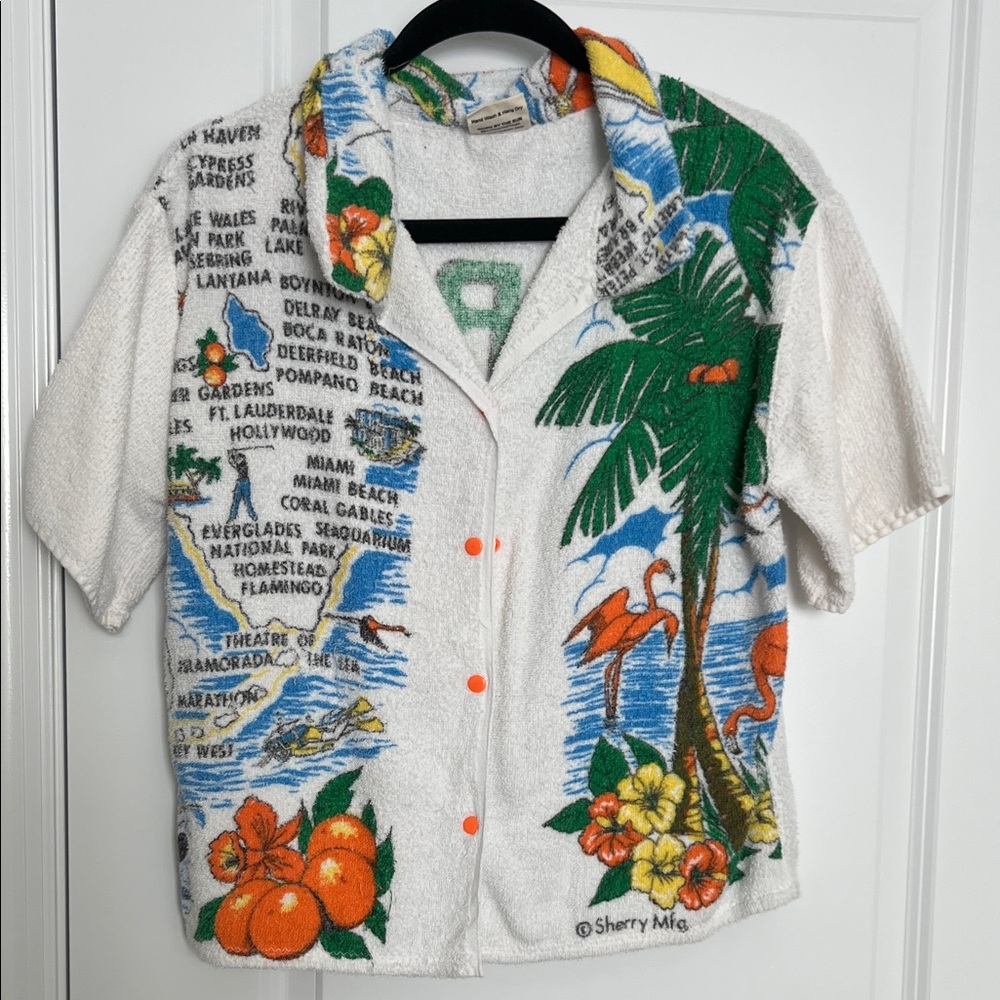 Sunworn Vintage Colorful Florida Tropical Print Shirt - handmade